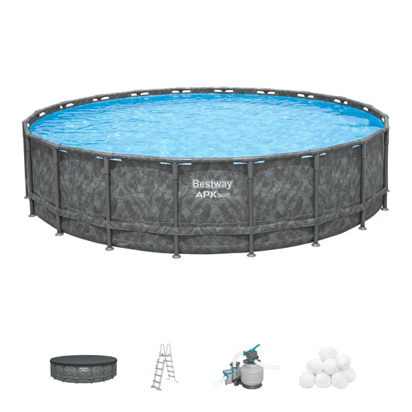 BESTWAY 561JZ 6.71m x 1.32m Round Pool Set (One Pool, Sand Filter Pump(220-240V), Ladder, Cover, Polysphere)
