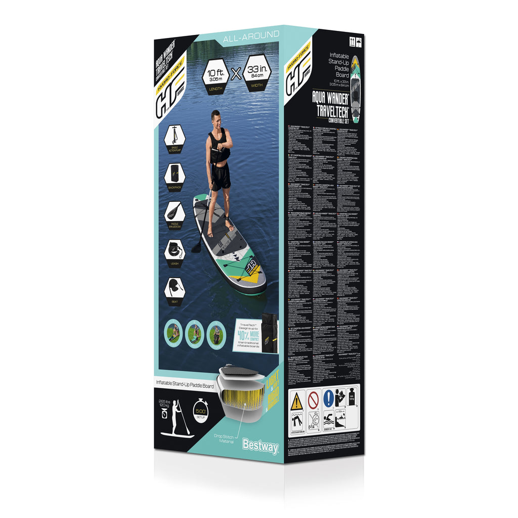 Hydro-Force™ Aqua Wander™ TravelTech™ Convertible Inflatable Stand-Up Paddleboard/Kayak Set