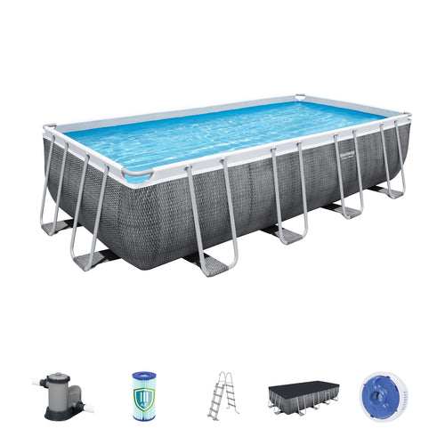 Above ground pool 5.49m x 2.74m x 1.22m Framed pool Rectangular 14812 L Grey
